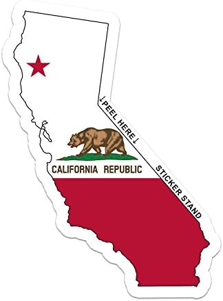 מדינת קליפורניה מפה דגל המדבקה מדבקה 6 x 3