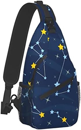 קלע התיק לחצות את החזה Daypack של FunQAQ פנאי כתף תיק עם מתכוונן ריפוד הרצועה הכחולה הכוכבים עבור גברים, נשים, לנסוע