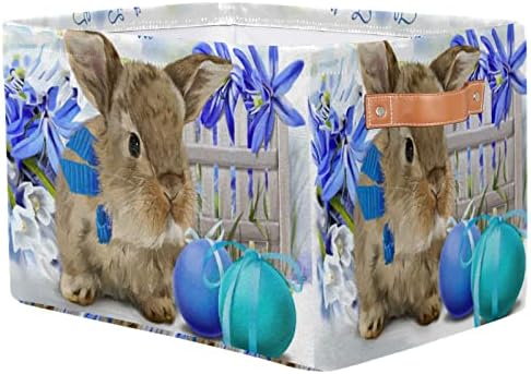 ארנב חמוד כחול ביצים סלי אחסון סל מתקפל בד בד לאחסון דקורטיבי סלים צעצוע ארגונית מלבן תיבות אחסון עם ידיות הביתה מדפים