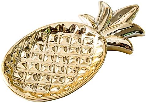Amandaus זהב קרמיקה תכשיטים תיבת אחסון מיכל אחסון הביתה בדרגה גבוהה פורצלן צמחים דקורטיביים קישוטים (תכשיטים מגש-אננס)