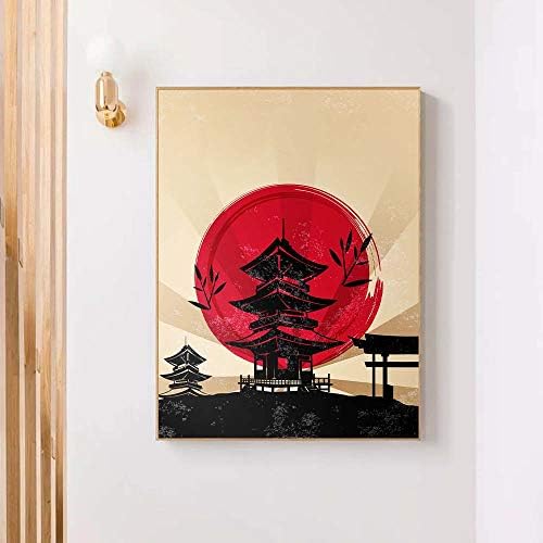 walldekor בסגנון יפני אמנות מזרחית להדפיס פוסטר קנבס אמנות הקיר תמונה, ממוסגרים, עבור עיצוב הבית (color8, 12x18 אינץ')