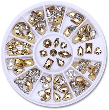 Chanwenu זהב חדש גבישים דו-צדדי נצנצים מניקור קישוטים 3D יהלום עיצוב DIY מסמר אבן ציפורניים קישוטים